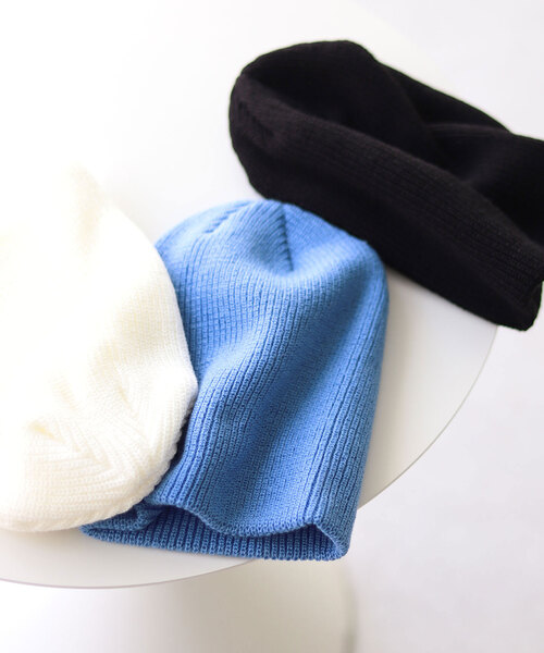 SLOBE citron.（スローブシトロン）の「SLOBE citron.アゼニットCAP（ニットキャップ/ビーニー・レディース・ブルー/ブラック/ホワイト・FREE）」の3枚目の写真