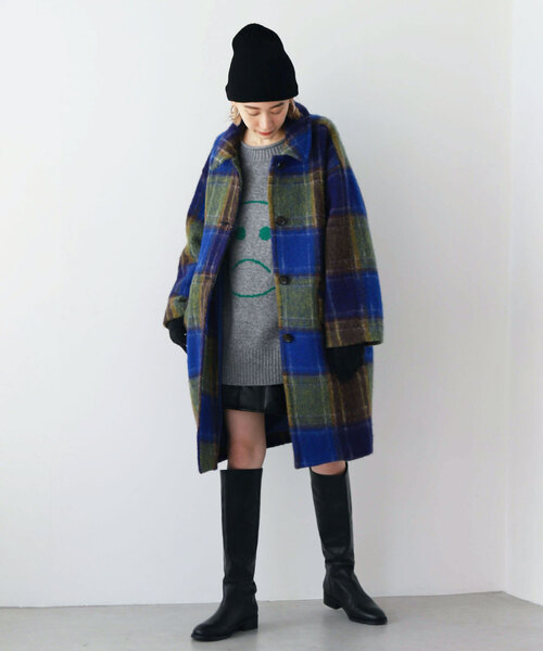 SLOBE citron.（スローブシトロン）の「SLOBE citron.アゼニットCAP（ニットキャップ/ビーニー・レディース・ブルー/ブラック/ホワイト・FREE）」の4枚目の写真