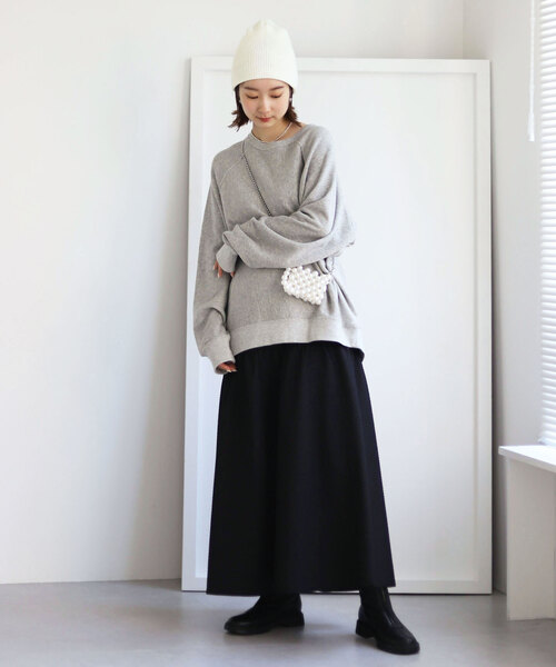 SLOBE citron.（スローブシトロン）の「SLOBE citron.アゼニットCAP（ニットキャップ/ビーニー・レディース・ブルー/ブラック/ホワイト・FREE）」の6枚目の写真