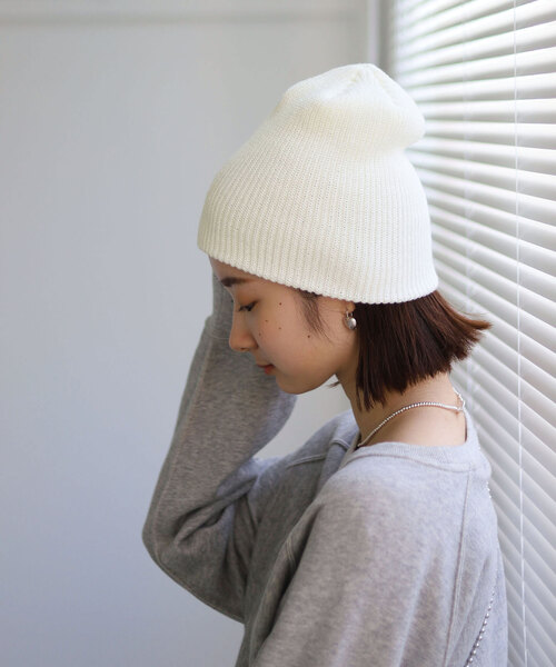 SLOBE citron.（スローブシトロン）の「SLOBE citron.アゼニットCAP（ニットキャップ/ビーニー・レディース・ブルー/ブラック/ホワイト・FREE）」の10枚目の写真