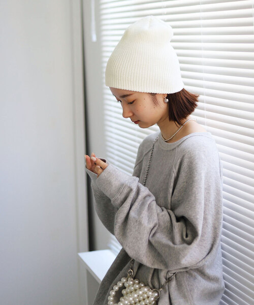 SLOBE citron.（スローブシトロン）の「SLOBE citron.アゼニットCAP（ニットキャップ/ビーニー・レディース・ブルー/ブラック/ホワイト・FREE）」の11枚目の写真