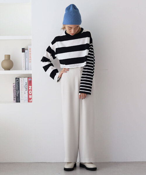 SLOBE citron.（スローブシトロン）の「SLOBE citron.アゼニットCAP（ニットキャップ/ビーニー・レディース・ブルー/ブラック/ホワイト・FREE）」の12枚目の写真