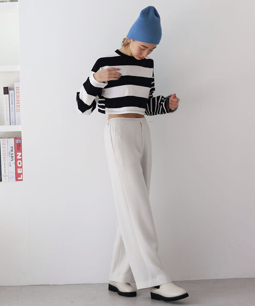 SLOBE citron.（スローブシトロン）の「SLOBE citron.アゼニットCAP（ニットキャップ/ビーニー・レディース・ブルー/ブラック/ホワイト・FREE）」の13枚目の写真