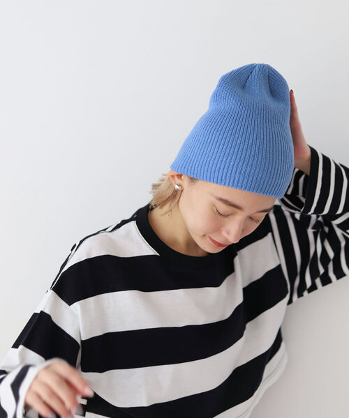 SLOBE citron.（スローブシトロン）の「SLOBE citron.アゼニットCAP（ニットキャップ/ビーニー・レディース・ブルー/ブラック/ホワイト・FREE）」の14枚目の写真