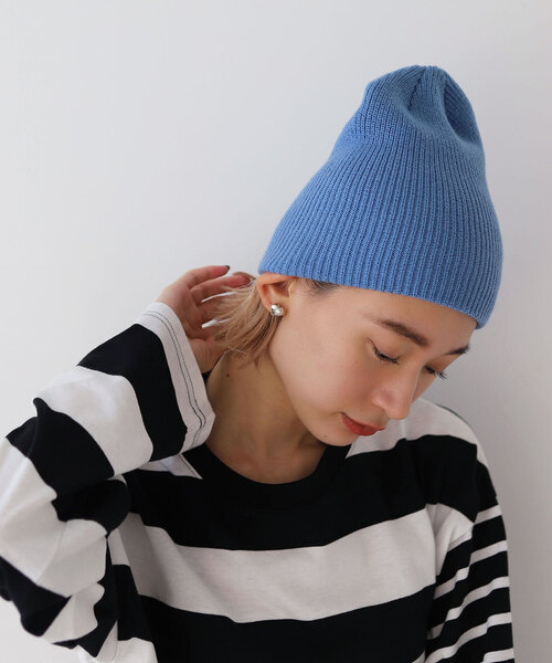 SLOBE citron.（スローブシトロン）の「SLOBE citron.アゼニットCAP（ニットキャップ/ビーニー・レディース・ブルー/ブラック/ホワイト・FREE）」の15枚目の写真