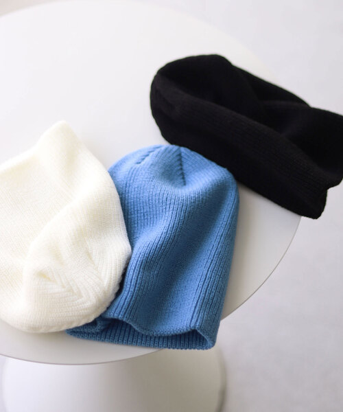 SLOBE citron.（スローブシトロン）の「SLOBE citron.アゼニットCAP（ニットキャップ/ビーニー・レディース・ブルー/ブラック/ホワイト・FREE）」の16枚目の写真