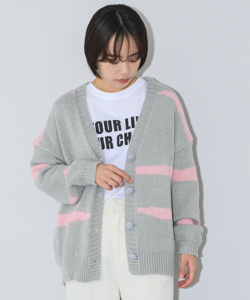 mebole(メボレ)の「配色ニットカーディガン(カーディガン/ボレロ・レディース・グリーン/ブルー/ブラック/ピンク・FREE)」の18枚目の写真