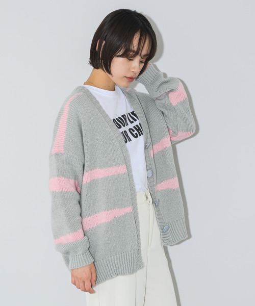 mebole(メボレ)の「配色ニットカーディガン(カーディガン/ボレロ・レディース・グリーン/ブルー/ブラック/ピンク・FREE)」の8枚目の写真