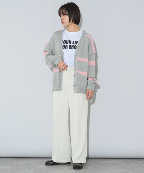 mebole(メボレ)の「配色ニットカーディガン(カーディガン/ボレロ・レディース・グリーン/ブルー/ブラック/ピンク・FREE)」の14枚目の写真