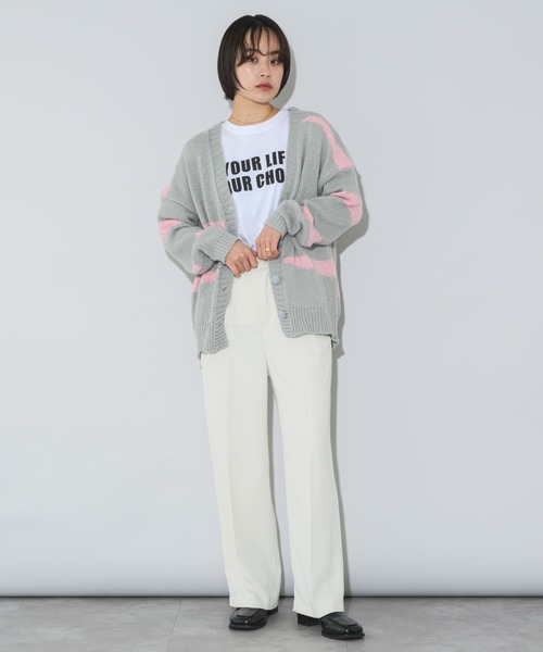 mebole(メボレ)の「配色ニットカーディガン(カーディガン/ボレロ・レディース・グリーン/ブルー/ブラック/ピンク・FREE)」の9枚目の写真