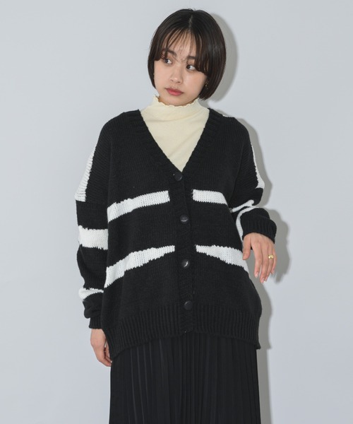 mebole(メボレ)の「配色ニットカーディガン(カーディガン/ボレロ・レディース・グリーン/ブルー/ブラック/ピンク・FREE)」の5枚目の写真
