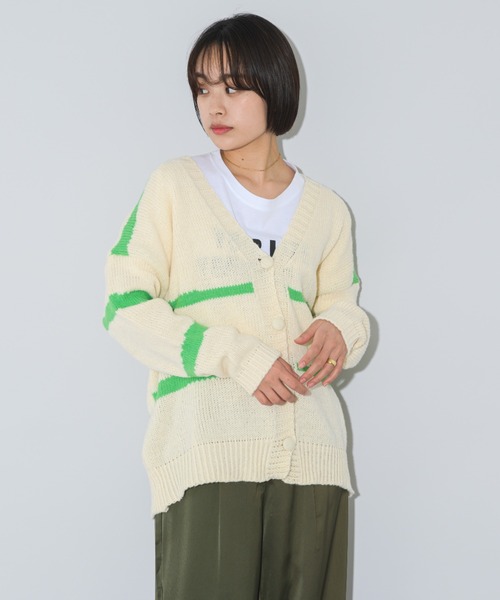 mebole(メボレ)の「配色ニットカーディガン(カーディガン/ボレロ・レディース・グリーン/ブルー/ブラック/ピンク・FREE)」の11枚目の写真