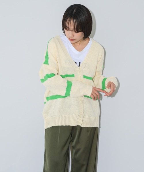 mebole(メボレ)の「配色ニットカーディガン(カーディガン/ボレロ・レディース・グリーン/ブルー/ブラック/ピンク・FREE)」の6枚目の写真