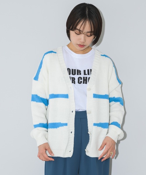 mebole(メボレ)の「配色ニットカーディガン(カーディガン/ボレロ・レディース・グリーン/ブルー/ブラック/ピンク・FREE)」の17枚目の写真