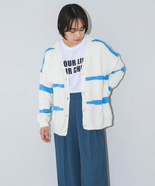 mebole(メボレ)の「配色ニットカーディガン(カーディガン/ボレロ・レディース・グリーン/ブルー/ブラック/ピンク・FREE)」の7枚目の写真