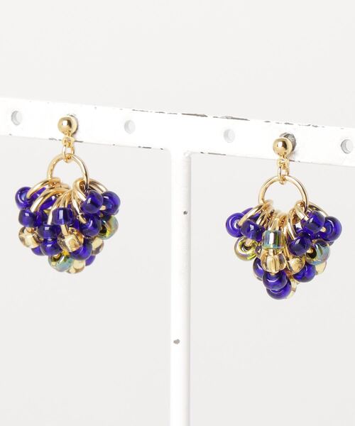 MATSUNO GLASS BEADS(マツノグラスビーズ)の「【MATSUNO GLASS BEADS/松野グラスビーズ】Berry Pierce P101M(ピアス(両耳用)・レディース・ブルー/ターコイズブルー/ライトブラウン/レッド/ブラウン/ネイビー/ゴールド・FREE)」の4枚目の写真