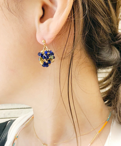 MATSUNO GLASS BEADS(マツノグラスビーズ)の「【MATSUNO GLASS BEADS/松野グラスビーズ】Berry Pierce P101M(ピアス(両耳用)・レディース・ブルー/ターコイズブルー/ライトブラウン/レッド/ブラウン/ネイビー/ゴールド・FREE)」の9枚目の写真