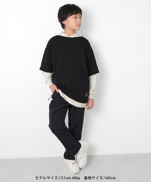 GLAZOS（グラソス）の「[ワイド]ナイロン裏起毛・ベイカーパンツ（その他パンツ・キッズ・ネイビー/ライトベージュ/ブラック・140cm/150cm/160cm/170cm）」の4枚目の写真