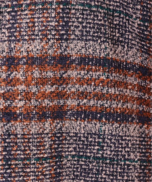 ap retro（アプレトロ）の「チェックノーカラーショートコート（ノーカラーコート・レディース・ネイビー/ブラウン・FREE）」の20枚目の写真