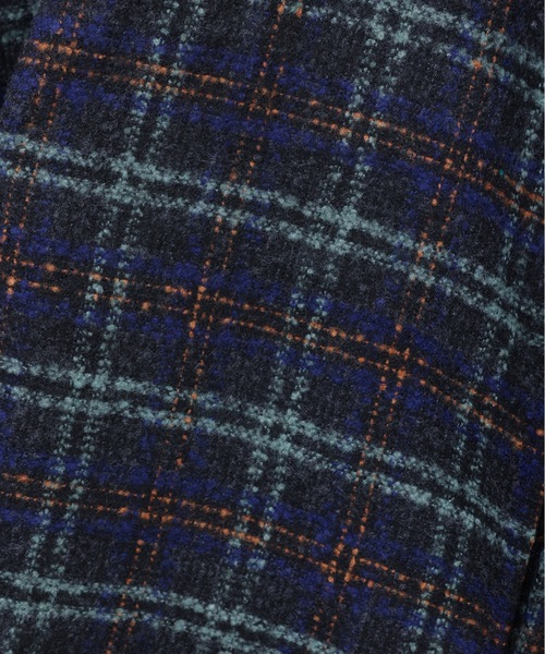 ap retro（アプレトロ）の「チェックノーカラーショートコート（ノーカラーコート・レディース・ネイビー/ブラウン・FREE）」の14枚目の写真