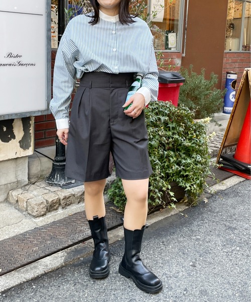 Meli rich(メリーリッチ)の「バンドカラーストライプシャツ(シャツ/ブラウス・レディース・サックスブルー/グリーン/ネイビー・MEDIUM)」の14枚目の写真