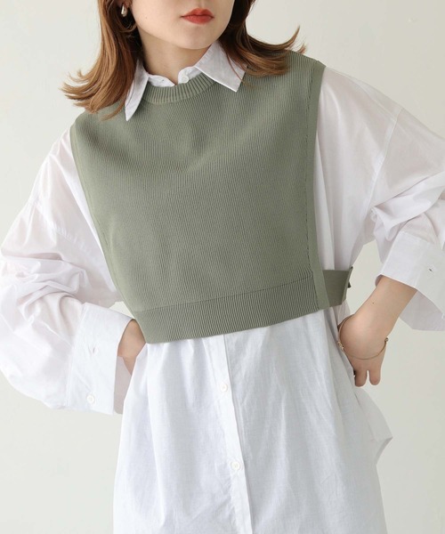 HER CLOSET(ハークローゼット)の「【shemoshelly】WEB限定スポンディッシュニットベスト(ベスト・レディース・ブラック/ライトカーキ/ブラウン・M)」の3枚目の写真