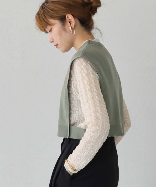 HER CLOSET(ハークローゼット)の「【shemoshelly】WEB限定スポンディッシュニットベスト(ベスト・レディース・ブラック/ライトカーキ/ブラウン・M)」の14枚目の写真