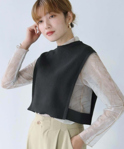 HER CLOSET(ハークローゼット)の「【shemoshelly】WEB限定スポンディッシュニットベスト(ベスト・レディース・ブラック/ライトカーキ/ブラウン・M)」の4枚目の写真