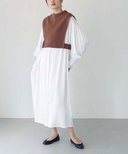 HER CLOSET(ハークローゼット)の「【shemoshelly】WEB限定スポンディッシュニットベスト(ベスト・レディース・ブラック/ライトカーキ/ブラウン・M)」の10枚目の写真