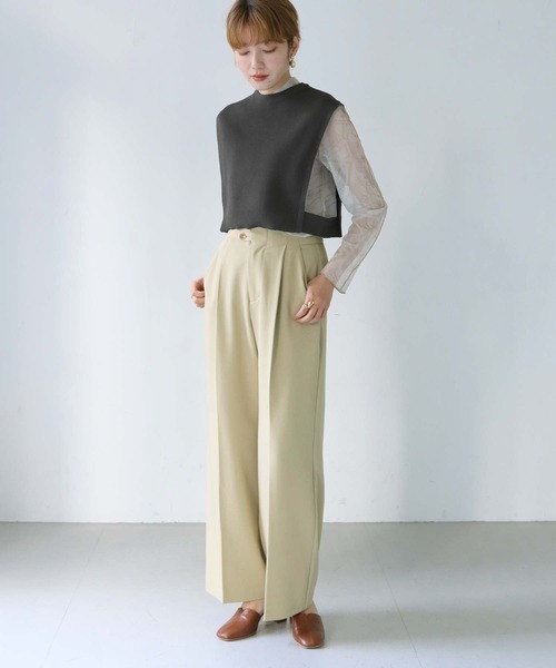 HER CLOSET(ハークローゼット)の「【shemoshelly】WEB限定スポンディッシュニットベスト(ベスト・レディース・ブラック/ライトカーキ/ブラウン・M)」の6枚目の写真