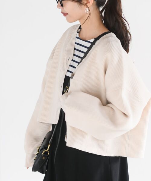 rps(アールピーエス)の「スポンジニットカーディガン(カーディガン/ボレロ・レディース・オフホワイト/グレイッシュベージュ/ミント/ピンク/マスタード・フリー)」の2枚目の写真