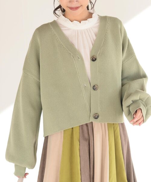 rps(アールピーエス)の「スポンジニットカーディガン(カーディガン/ボレロ・レディース・オフホワイト/グレイッシュベージュ/ミント/ピンク/マスタード・フリー)」の3枚目の写真