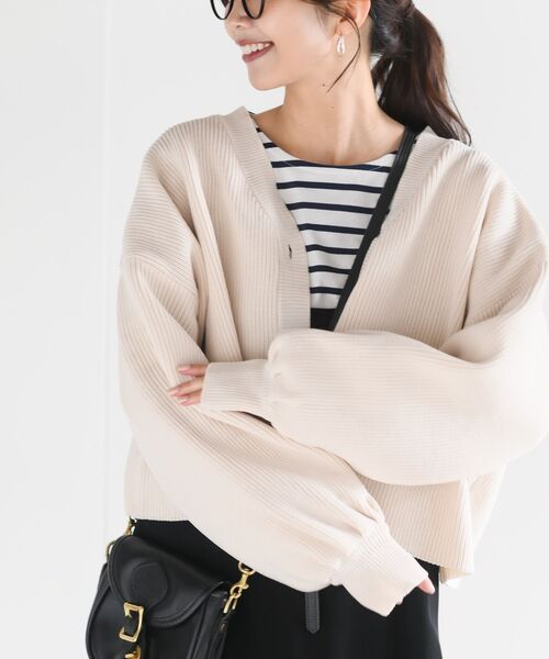 rps(アールピーエス)の「スポンジニットカーディガン(カーディガン/ボレロ・レディース・オフホワイト/グレイッシュベージュ/ミント/ピンク/マスタード・フリー)」の10枚目の写真