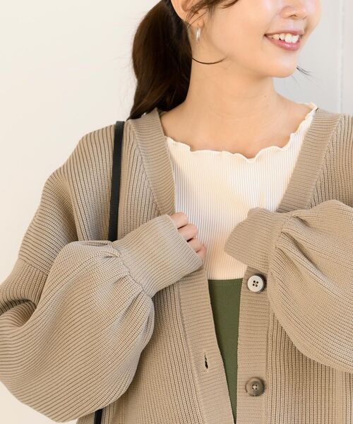 rps(アールピーエス)の「スポンジニットカーディガン(カーディガン/ボレロ・レディース・オフホワイト/グレイッシュベージュ/ミント/ピンク/マスタード・フリー)」の18枚目の写真