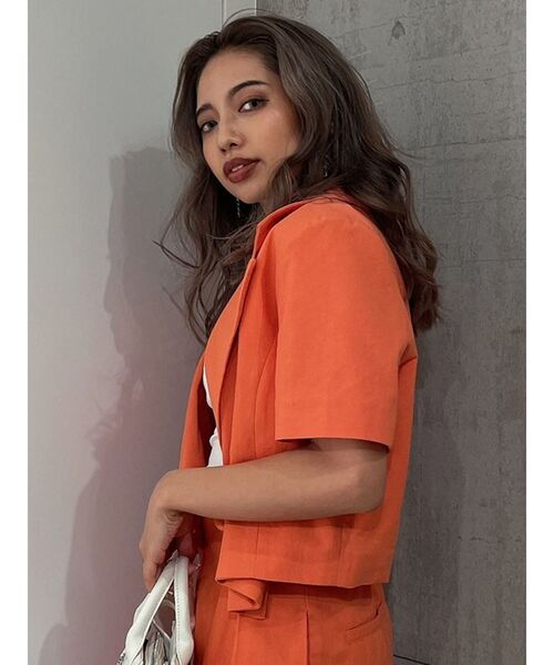 GYDA（ジェイダ）の「【SETUP着用可】ハーフスリーブダブルSHORTジャケット（テーラードジャケット・レディース・オフホワイト/オレンジ・FREE）」の15枚目の写真