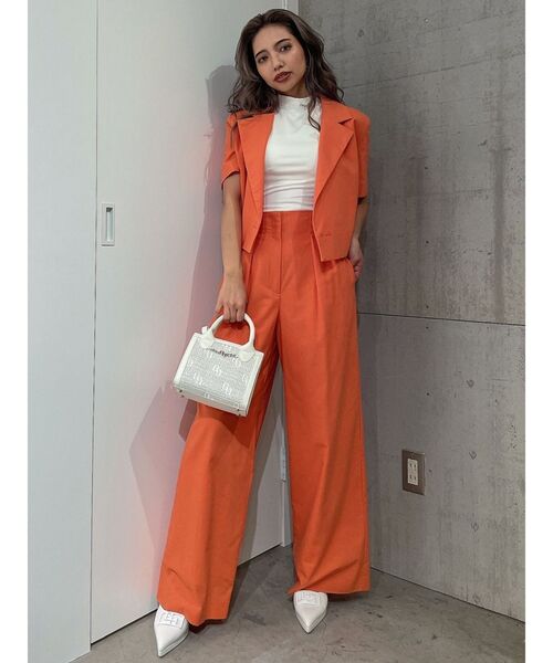 GYDA（ジェイダ）の「【SETUP着用可】ハーフスリーブダブルSHORTジャケット（テーラードジャケット・レディース・オフホワイト/オレンジ・FREE）」の18枚目の写真