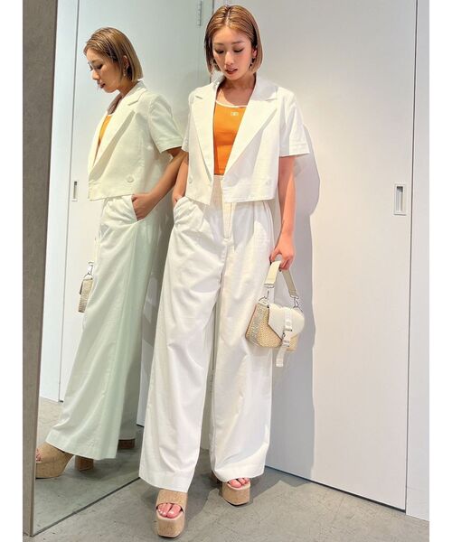 GYDA（ジェイダ）の「【SETUP着用可】ハーフスリーブダブルSHORTジャケット（テーラードジャケット・レディース・オフホワイト/オレンジ・FREE）」の20枚目の写真