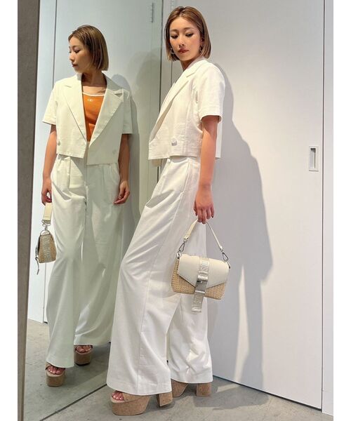 GYDA（ジェイダ）の「【SETUP着用可】ハーフスリーブダブルSHORTジャケット（テーラードジャケット・レディース・オフホワイト/オレンジ・FREE）」の11枚目の写真