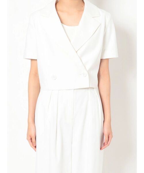 GYDA（ジェイダ）の「【SETUP着用可】ハーフスリーブダブルSHORTジャケット（テーラードジャケット・レディース・オフホワイト/オレンジ・FREE）」の16枚目の写真