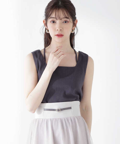 PROPORTION BODY DRESSING(プロポーションボディドレッシング)の「<E>前後2WAYテレコタンクトップ / 1213167202(Tシャツ/カットソー・レディース・グレー/ダークグレー/オフホワイト/ブラック・FREE)」の4枚目の写真