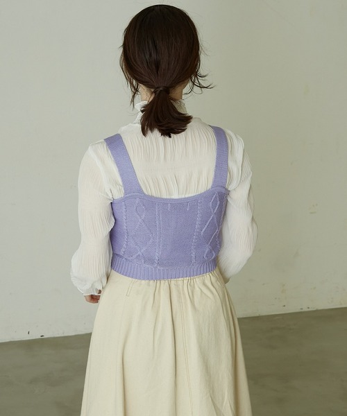 paravion(パラビオン)の「【小花刺繍】【コーディネートのワンポイントに】フラワーニットビスチェ(キャミソール・レディース・ホワイト/アイボリー/ラベンダー・FREE)」の11枚目の写真