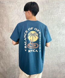 RVCA/ルーカ バックプリントTシャツ アイランド柄/ヤシの木 くすみカラー/サーフT クルーネック半袖Tシャツ COBRA MIRAGE SS BD041-240