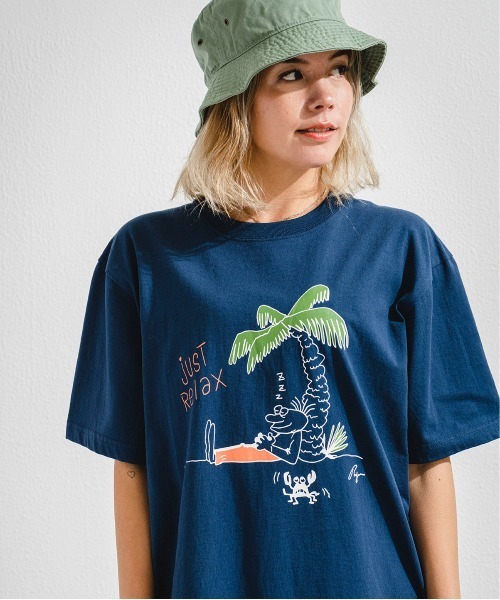 OFFSHORE（オフショア）の「【Collaboration】OS×AMBE JUSTRELAX TEE/オフショア×アンベリュー ジャストリラックスティーシャツ（Tシャツ/カットソー・メンズ・ネイビー/グリーン・S/M/L/XL）」の6枚目の写真