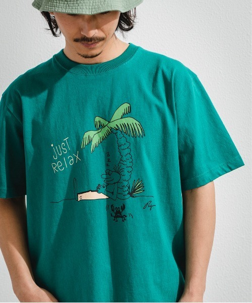 OFFSHORE（オフショア）の「【Collaboration】OS×AMBE JUSTRELAX TEE/オフショア×アンベリュー ジャストリラックスティーシャツ（Tシャツ/カットソー・メンズ・ネイビー/グリーン・S/M/L/XL）」の5枚目の写真