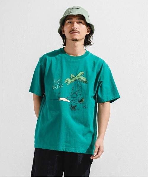 OFFSHORE（オフショア）の「【Collaboration】OS×AMBE JUSTRELAX TEE/オフショア×アンベリュー ジャストリラックスティーシャツ（Tシャツ/カットソー・メンズ・ネイビー/グリーン・S/M/L/XL）」の3枚目の写真