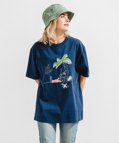 OFFSHORE（オフショア）の「【Collaboration】OS×AMBE JUSTRELAX TEE/オフショア×アンベリュー ジャストリラックスティーシャツ（Tシャツ/カットソー・メンズ・ネイビー/グリーン・S/M/L/XL）」の4枚目の写真