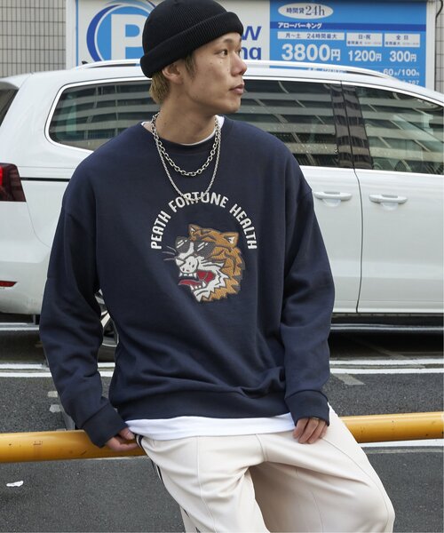 NO NEED（ノーニード）の「タイガー刺繍スウェットＰＯ（スウェット・メンズ・ネイビー/オフホワイト・M/L）」の7枚目の写真
