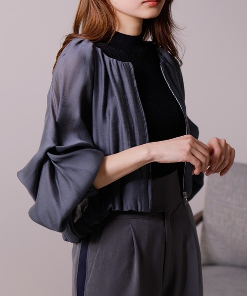 LADYMADE(レディメイド)の「マイクロシアーブルゾン(ブルゾン・レディース・グレー/ホワイト/チャコールグレー・FREE)」の8枚目の写真