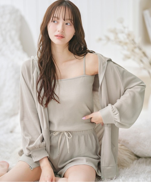 YU'NOW（ユナウ）の「【やわらか綿混ワッフル素材♪パーカー付きでロングシーズン活躍！】ワッフルルームウェア３点セット（ルームウェア/パジャマ・レディース・チャコールグレー/ベージュ/ブラウン/ブラック/ベージュ系その他/グレー系その他・L/LL/M/S）」の20枚目の写真