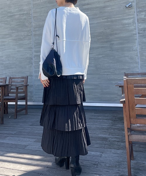 SEN TOKYO（セントーキョー）の「ふわり、たっぷりフレア。ティアードフリルロングスカート（スカート・レディース・ホワイト/ブラック・FREE）」の7枚目の写真